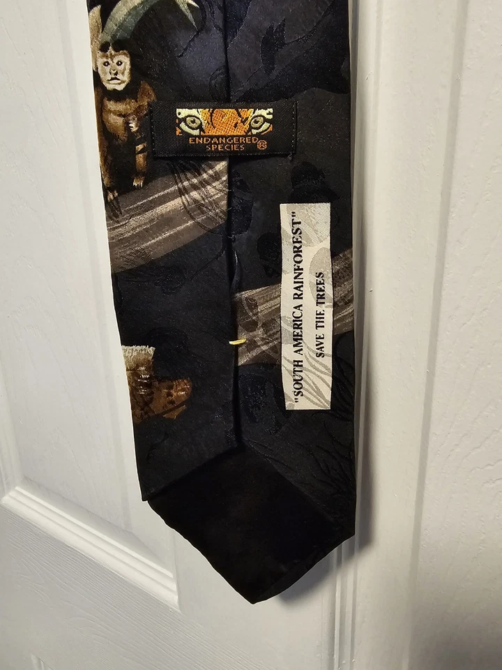 Corbata de seda para hombre especies en peligro de extinción talla única años 80 90 vintage Foto 3 de 3