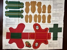 Sleigh with Teddy and Packages Fabric Panel Keepsake Crafts Cut Sew Christmas