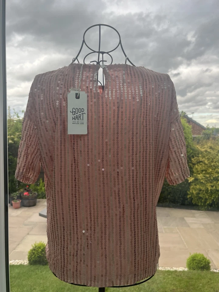 Good Hart by Matilda Jane Pink Peach Sequin Top – Size S – NWT - Image 4 of 4