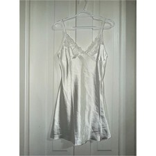 Women's size medium satin Silky Lace-Trim Slip Dress night gown sleep dress