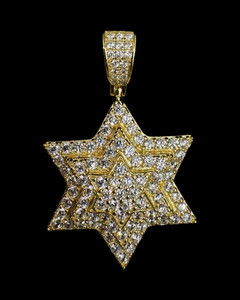 Authentic Gold Plated Star of David Pendant 925 Fine Silver