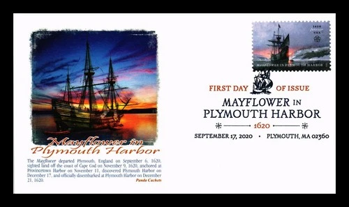 PANDA CACHET US COVER MAYFLOWER IN PLYMOUTH HARBOR FIRST DAY OF ISSUE
