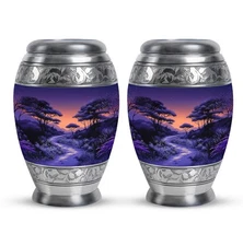 Purple Urns 3Inch Set Of 2 for Ashes Decorative Keepsake & Memorial Gift