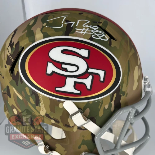 Jerry Rice Signed Full Size Camo San Francisco 49ers Replica Helmet JSA Fanatics