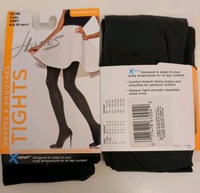 2 Pairs Hanes X-Temp Shapes  Smoothes Opaque Tights Grey P-M/L