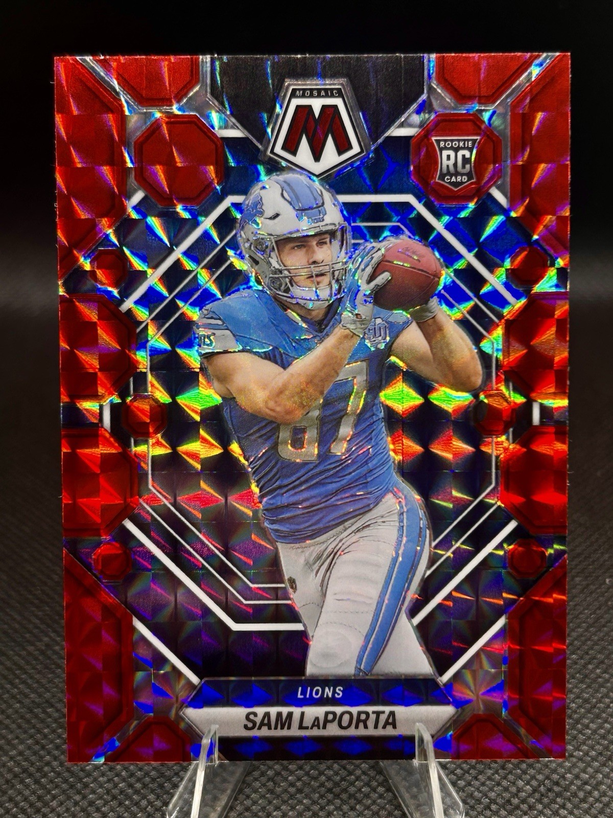 2023 Panini Mosaic - Rookies Red Mosaic Prizm #360 Sam LaPorta (RC)
