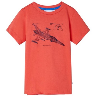 Kinder-T-Shirt mit Düsenjäger-Aufdruck Kurzarm Shirt Kindershirt Hellrot vidaXL