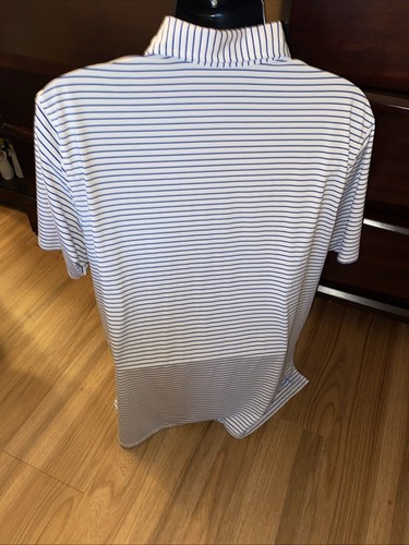 Draddy Sport Men's Polo Shirt Size XL Blue Striped Short Sleeve - Picture 4 of 6