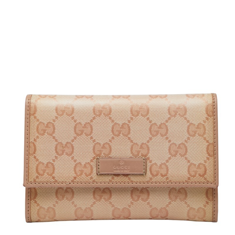 Gucci GG Crystal bifold wallet 190331 pink PVC leather women s GUCCI Used From J