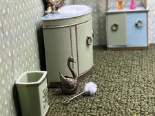 1:12 Miniature Dollhouse Hollywood Regency Style Swan Toilet Brush Holder