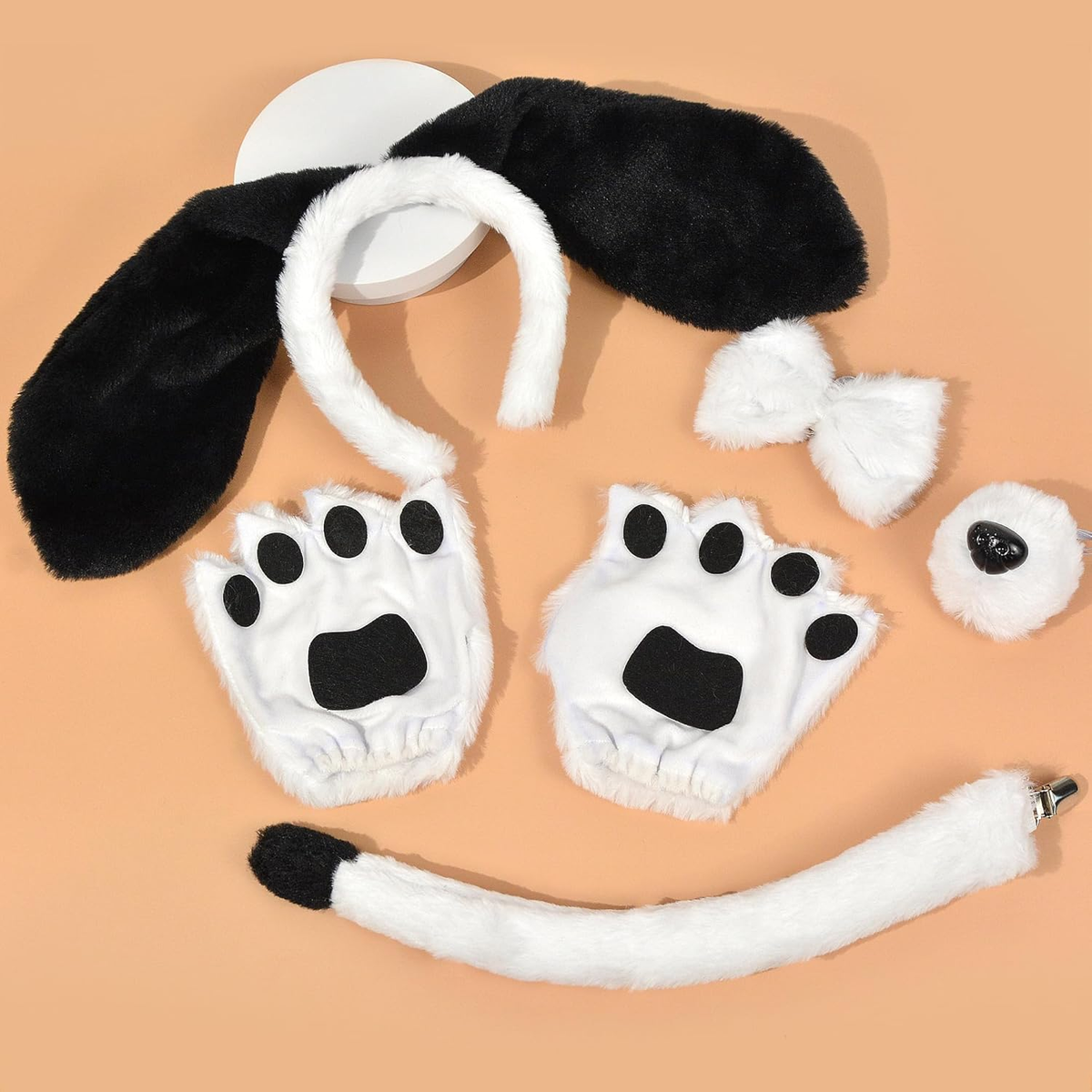 Plush Dog Ears Headband Nose Tail Set with Bow Tie Cosplay Halloween Costume S7e08a58dd11e4a51bc166601a4af1  main image 2