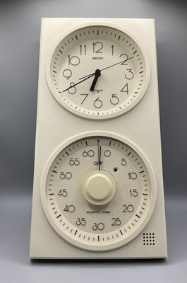 SEIKO Quartz Küchenuhr mit Timer / Weiß / QQA144C / Japan / Vintage