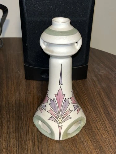 Mint Roseville Creamware Decorated Candlestick. Great Form And Glaze Combos. A+
