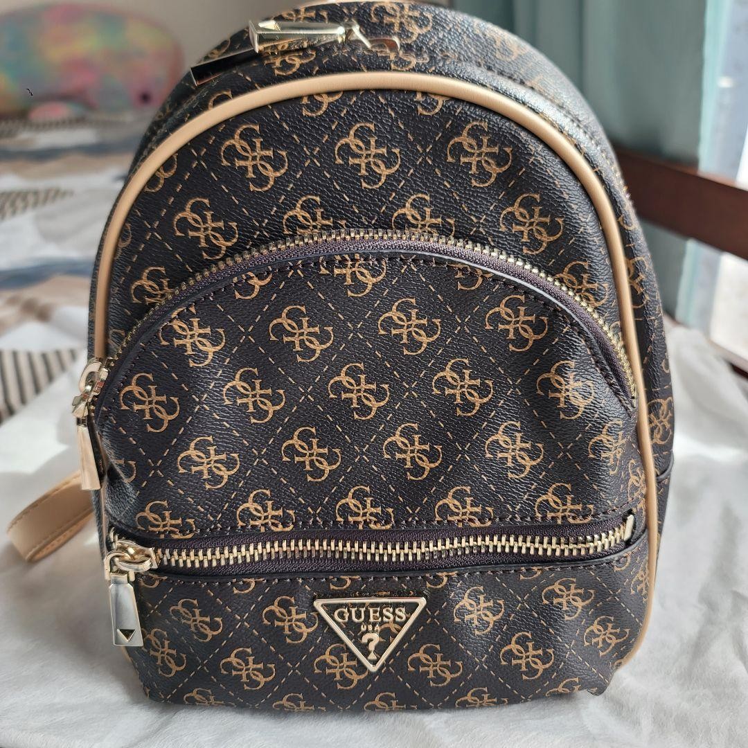 Guess Monogram Mini Backpack Brown Synthetic Leat… - image 6