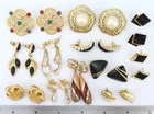 Vintage TRIFARI Earrings Jewelry Lot Mogul Gold Tone Modernist Rhinestone Pearl