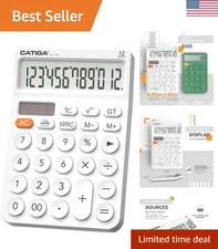 Compact Solar & Battery 12-Digit Desk Calculator - Enhanced Visibility for All
