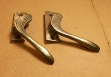 Pair of Antique Brass Window Latch Casement Handles by W T&S. William Tonks &Son