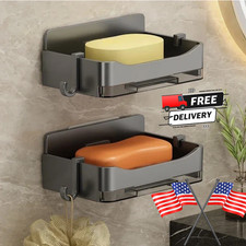 Soap Dish Mounted Wall Holder Bathroom Shower Basket Storage Box.