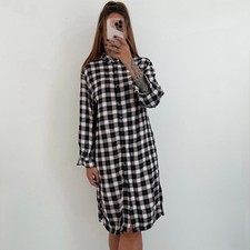 Ladies Midi Shirt Dress New Look Pink Black Checked Long Sleeved Size 10