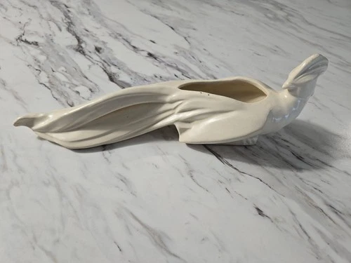 McCoy Pottery Bird of Paradise Planter White Ceramic 13” Pheasant Peacock