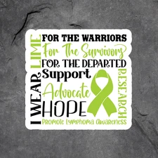 Lymphoma sticker vinyl decal wear lime advocate hope research awareness ribbon