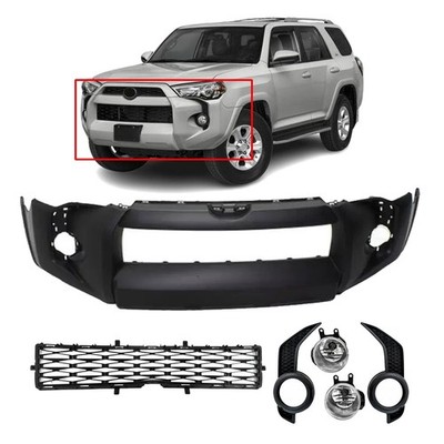 Front Bumper Cover Primed Plastic & Fog Lights Kit For 2014-2020 Toyota 4Runner