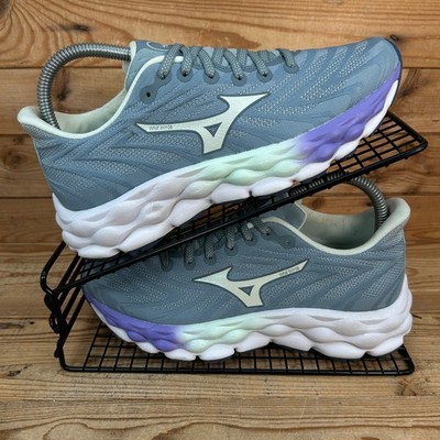 Mizuno Turnschuhe Damengröße UK 4,5 Wave Sky 8 grau Straßenlauf gepolsterte Schuhe
