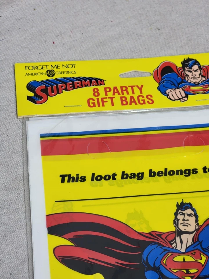 Superman 8 bolsas de regalo de fiesta American Greetings Forget Me Not DC Comics 1993 Nuevo de Lote Antiguo Foto 3 de 4