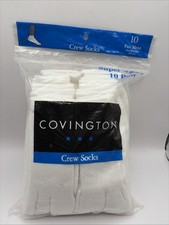 NOS Men's VTG Covington Sears White Crew Socks 10 Pair Shoe 6 1/2-12 Made USA