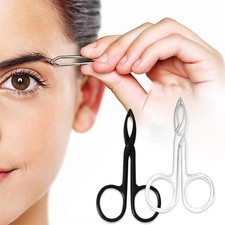 2 Pieces Eyebrow Scissor Handle Tweezer Plucker Straight Brow Tip Scissor Q0S4