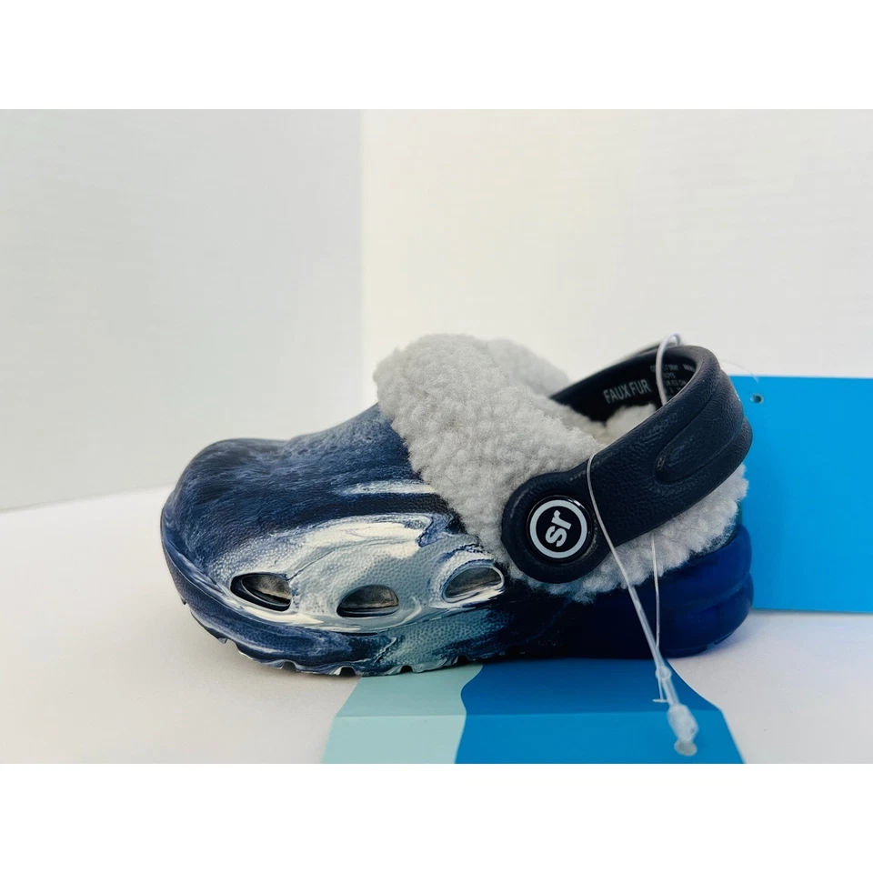 全新带标签 Stride Rite 360 Light Up 舒适木屐 学步儿童 尺寸 3 蓝色大理石人造毛皮 全新 — 第 2/4 张图片