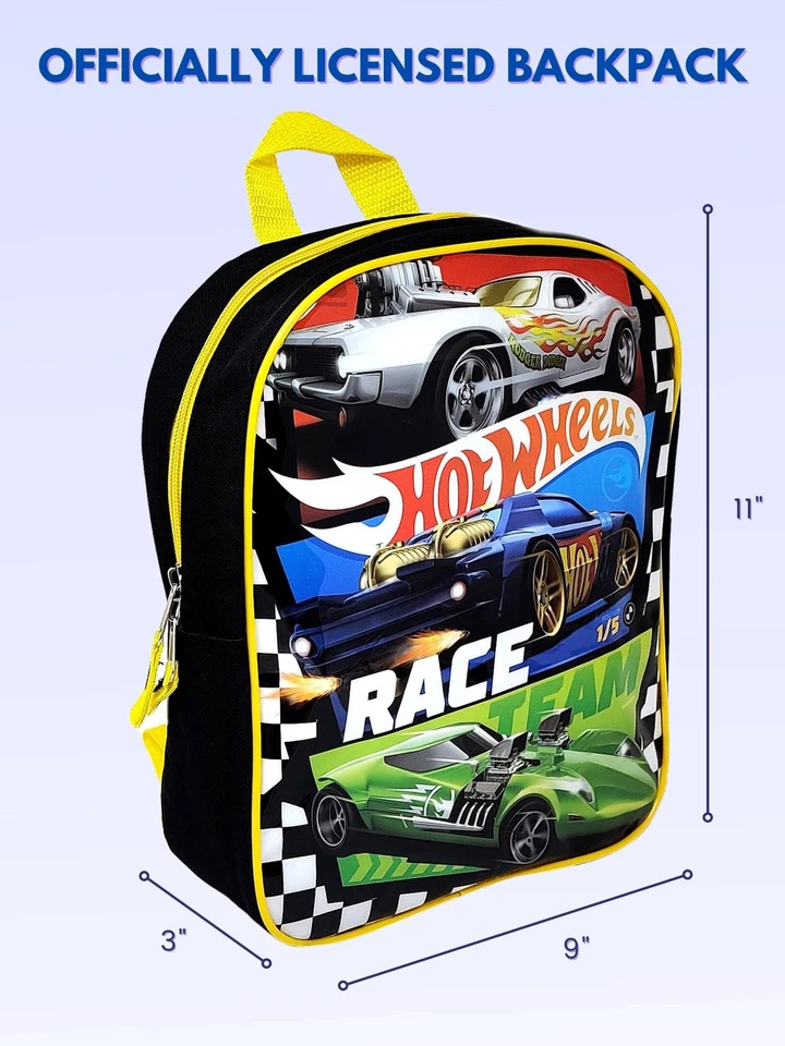 Mochila Hot Wheels 11" pequena mini corrida criança meninos preto azul verde - Imagem 2 de 4