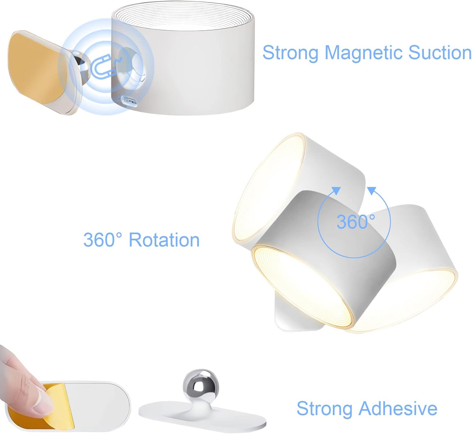 Set 2 Lampade Da Parete LED Touch Interno - Design Moderno 3 Colori - 4