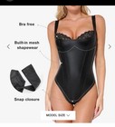NEW Popilush XL Faux Leather Black Lace Trim Bustier Bodysuit — photo 2