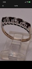Antique 1926 Hallmarked Bracelon Ltd Sterling Silver & 9Ct Gold Garnet CZ 2.4g