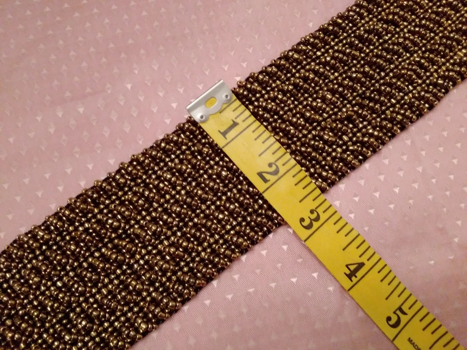 Cinturón con Cuentas Elástico Mujer Cobre Vidrio Madera Cierre Entrelazado Ancho Boho Foto 2 de 4