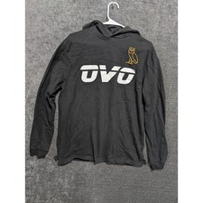 OVO Octobers Very Own Long Sleeve Hooded Shirt Black Gold Owl Logo XL Canada