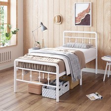 18 Inch Tall Twin Bed Frames with Headboard and Footboard, Heavy Duty Metal P...