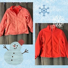 OshKosh B'gosh Reversible Zippered Jacket Pink Fleece Windbreaker Girls 10 