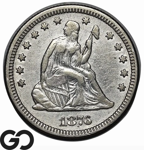 1876 Seated Liberty Quarter, Choice XF