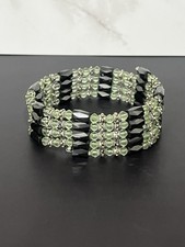 Magnetic Hematite Green Crystal Beaded Wrap Bracelet 3ft Long