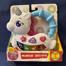 Musical Baby Unicorn Toy ~ Music & LED Lights   ~ Interactive for Infants~ White