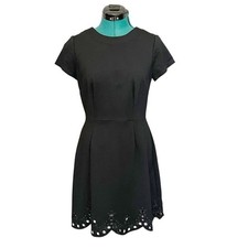 Eliza J Black Fit and Flare Eyelet Scalloped Hem Dress EJ7M7049 Womens 6