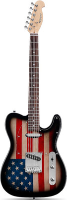 TL Style Electric Guitar with US Flag Design - High Gloss Mahogany Body and Hard