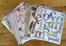 Basic Grey Lot 9 Sheets 12x12 Scrapbook Printed Cardstock LUCKY & Monograms