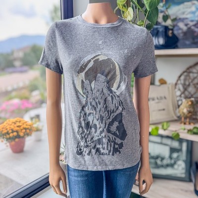 Free People We The Free Wolf Howling at the Moon Short Sleeve Tee-Women's Medium