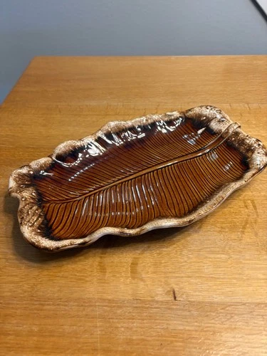 Vintage Hull Pottery  Dish/Platter 7.5 X 12" Brown  Drip Glaze U.S.A Oven Proof