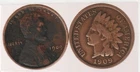 Rare US 1909 Indian Head Cent & 1909 Lincoln Wheat Penny Coin Collection Lot T12