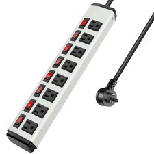 8 Outlet Metal Power Strip, Individual Switches, Heavy Duty, Surge Protector, Fl