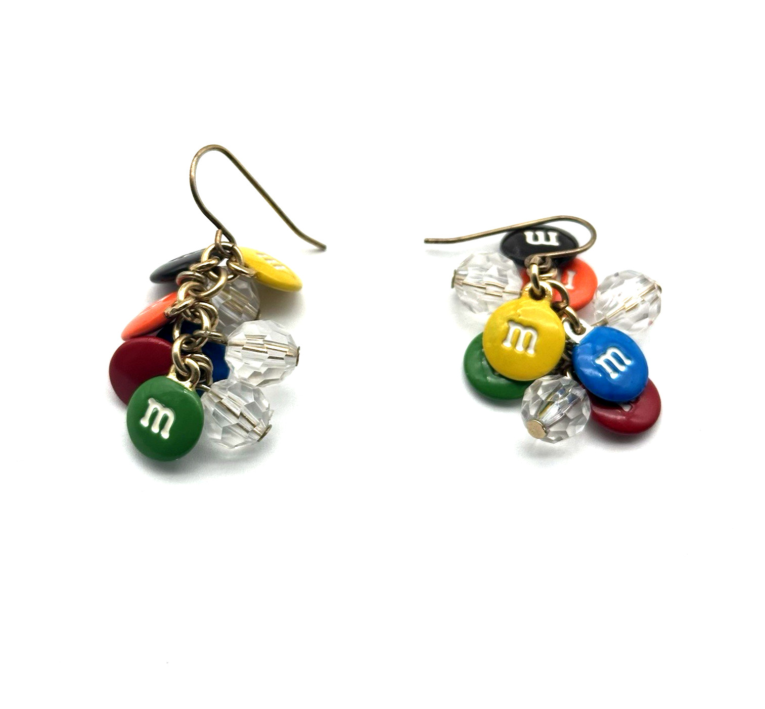M&M Candy Inspired Dangle Earrings Colorful Beaded Fun Fashion Jewelry